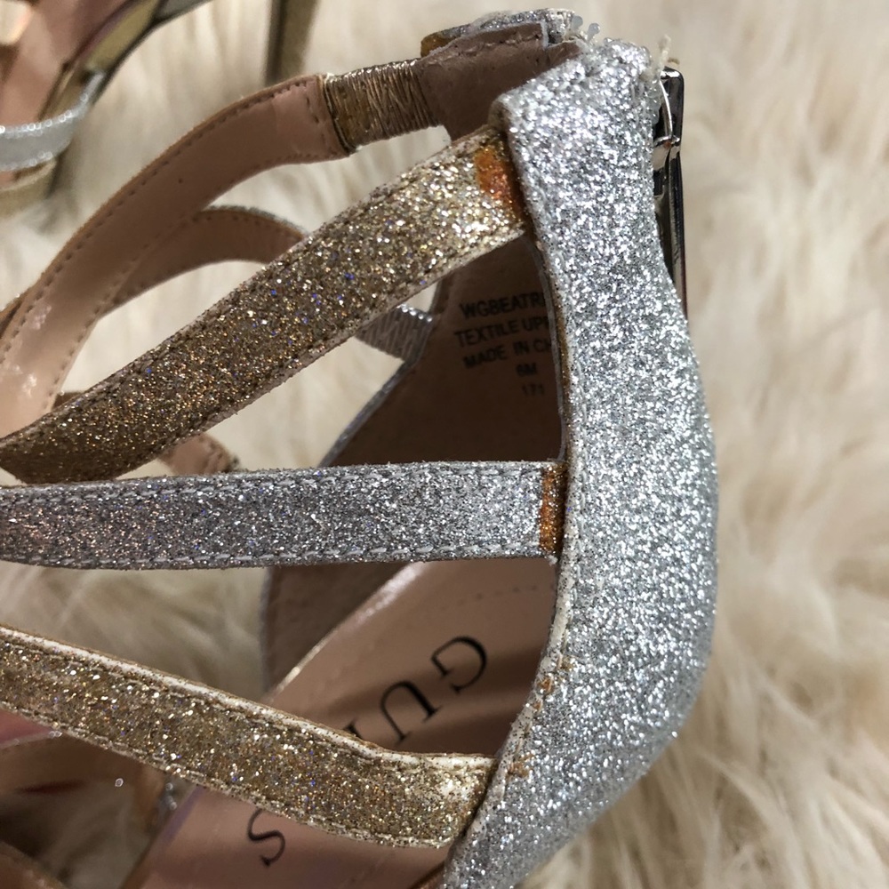 Guess silver & gold high heels Sz6 - Picture 3 of 7